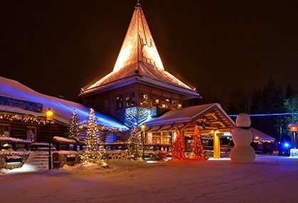 Lighted building in Rovaniemi