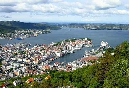 Aerial view of Bergen