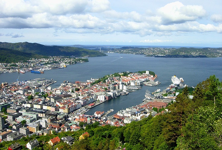 Aerial view of Bergen