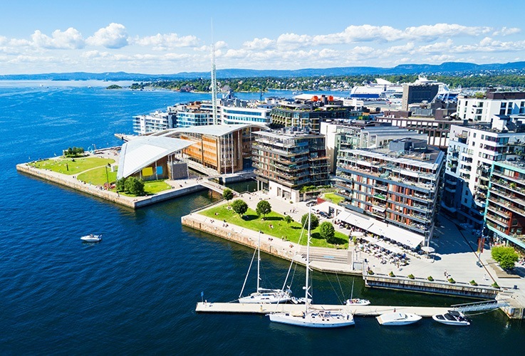 City overlooking water