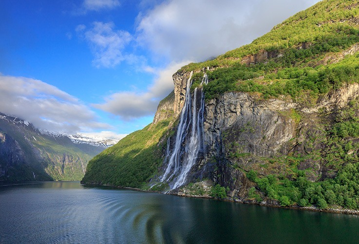 Fjords and waterfall