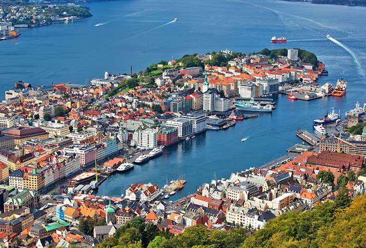 Aerial view of Bergen