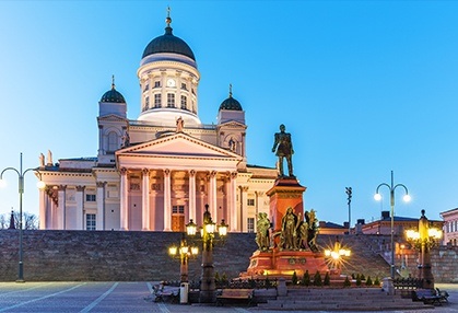 Helsinki senate square at nighttime