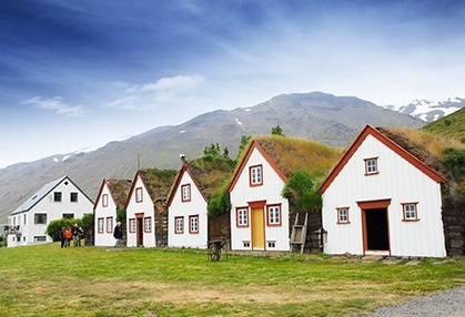 Row small cottages