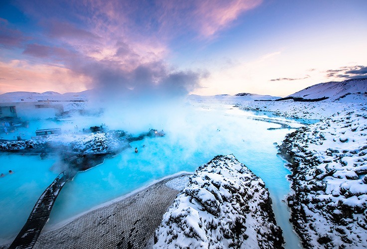 Frozen and snowy landscape