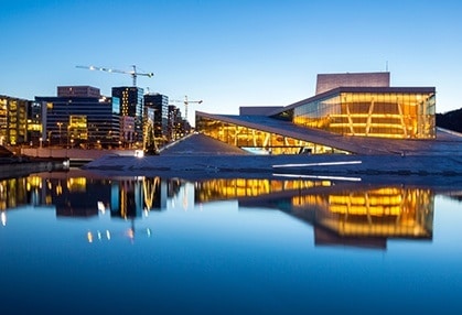 Modern building at nighttime