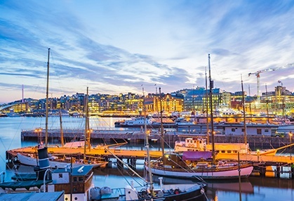 View of Norwegian city over water